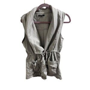 For Cynthia Sleeveless Drawstring Utility Vest in Light Gray